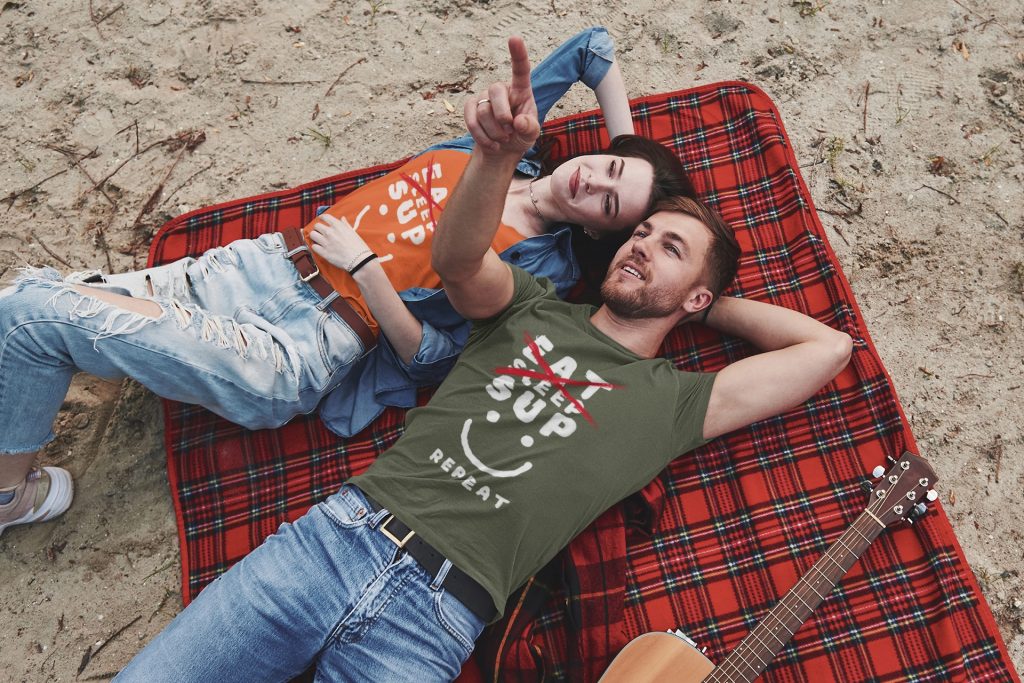 Eat sleep sup repeat stand up paddling t-shirt gift couple