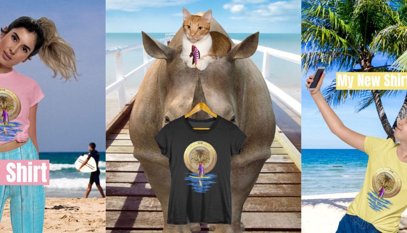 Lustige süße coole katze beobachtet Stand Up Paddling Fisch auf SUP T-Shirt Geschenk Geschenkidee